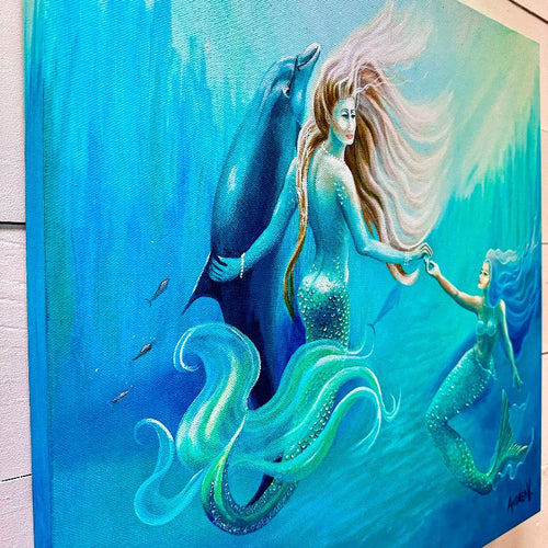 Mermaid & Dolphin Painting