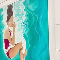 Girl & Boy Cannonball Framed Paintings - Sunshine & Sweet Pea's Coastal Decor