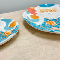 Coastal Santa Ceramic Plates Sunshine & Sweet Peas Coastal Decor