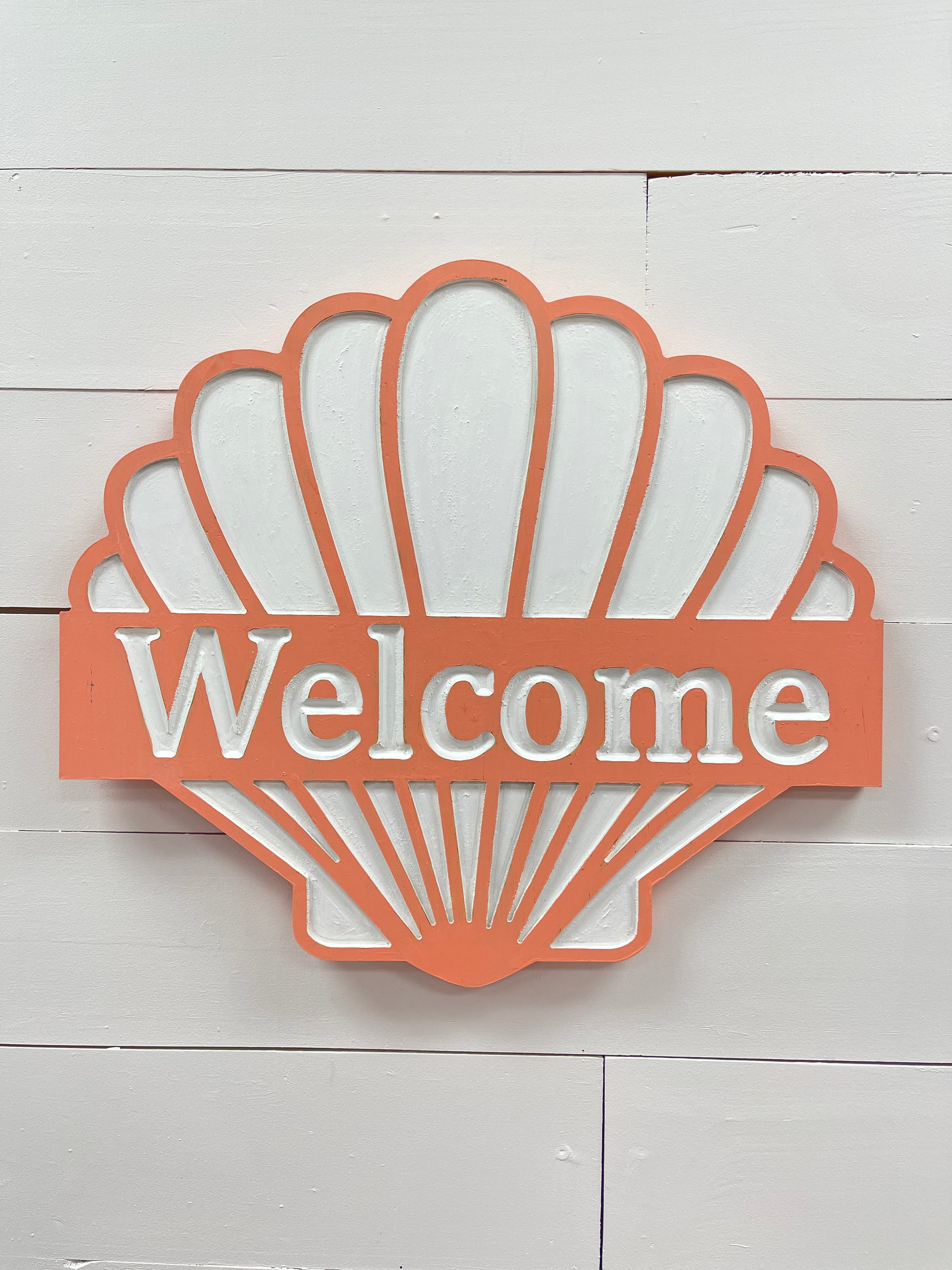 Welcome Wooden Shell Sign