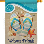 Welcome Friends Flip Flop Garden Flag