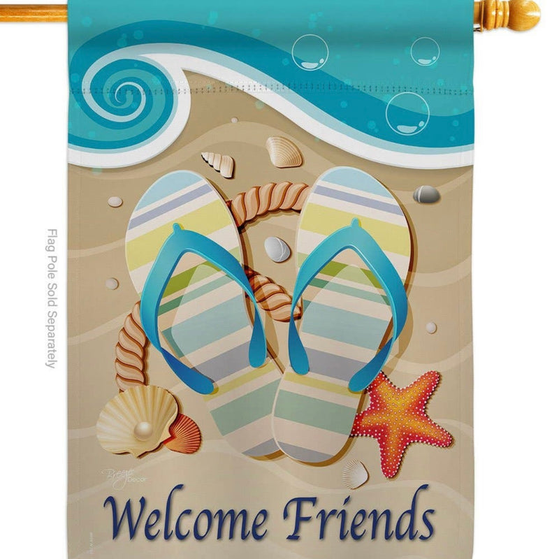 Welcome Friends Flip Flop Garden Flag