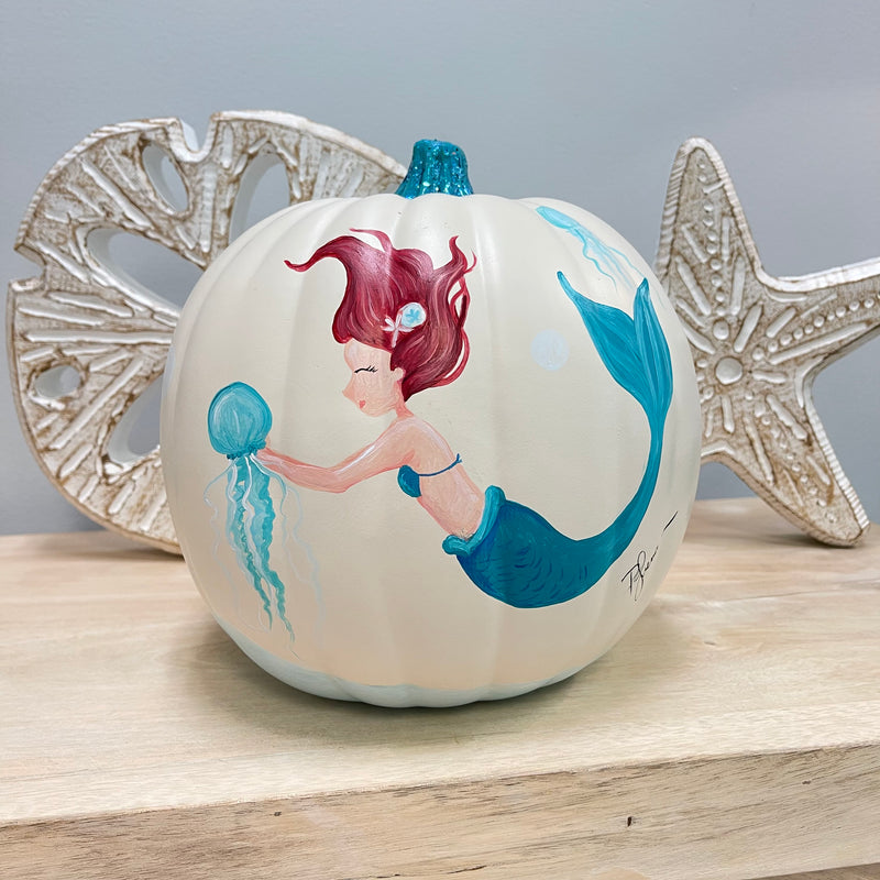 little mermaid painted pumpkin