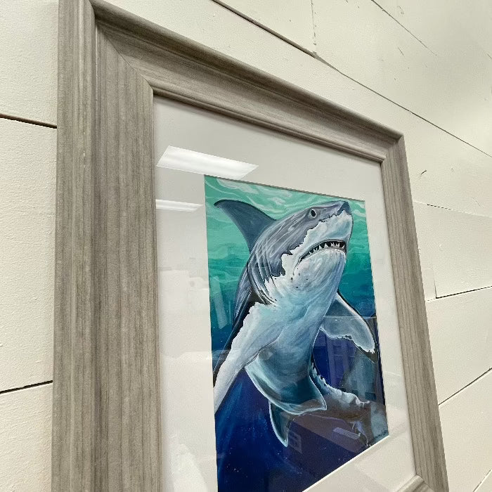Framed Great White Shark Print - Sunshine & Sweet Pea's Coastal Decor