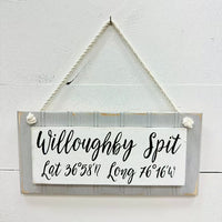 Wooden Coordinate Signs Willoughby Spit - Sunshine & Sweet Pea's Coastal Decor
