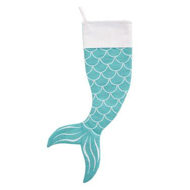 Aqua Mermaid Tail Christmas Stocking Sunshine & Sweet Peas Coastal Decor