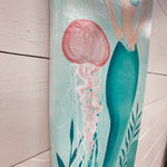 Mermaid w/Jellyfish & Coral Painted Surfboard