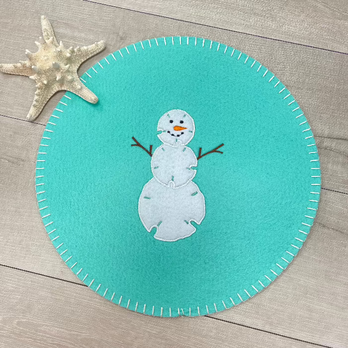 Sand Dollar Snowman Felt Placemat Sunshine & Sweet Peas Coastal Decor