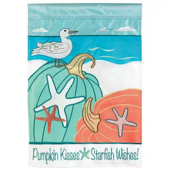 Pumpkin Kisses & Starfish Wishes Garden Flag