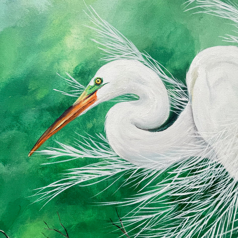 Egret Painting on Gallery Wrapped Canvas