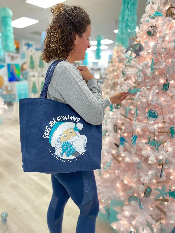 Sunshine And Sweet Peas Coastal Christmas Canvas Tote Sunshine & Sweet Peas Coastal Decor