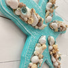 Bright Teal Wooden Starfish w/Seashells - Sunshine & Sweet Pea's Coastal Decor