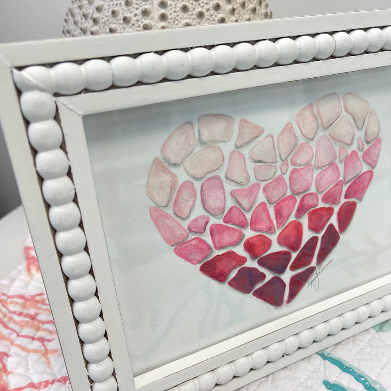 Heart Shaped Sea Glass Watercolor Painting