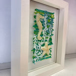Framed Fused Glass Sea Life Scene
