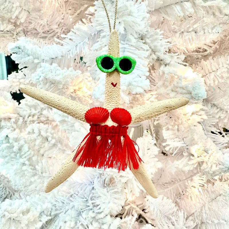 Starfish Beach Girl Christmas Ornament