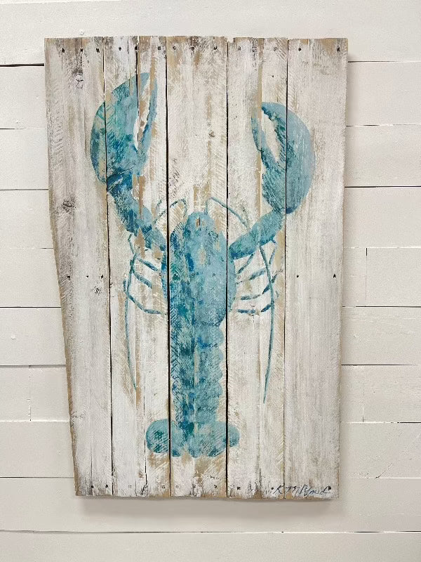 Blue Lobster on Pallet Wood - Sunshine & Sweet Pea's Coastal Decor