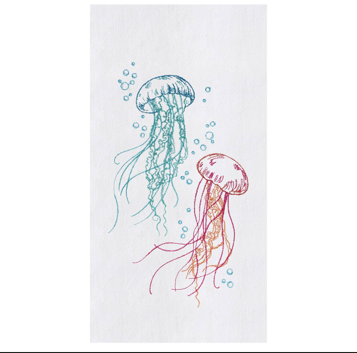 Jellyfish Embroidered Kitchen Towel