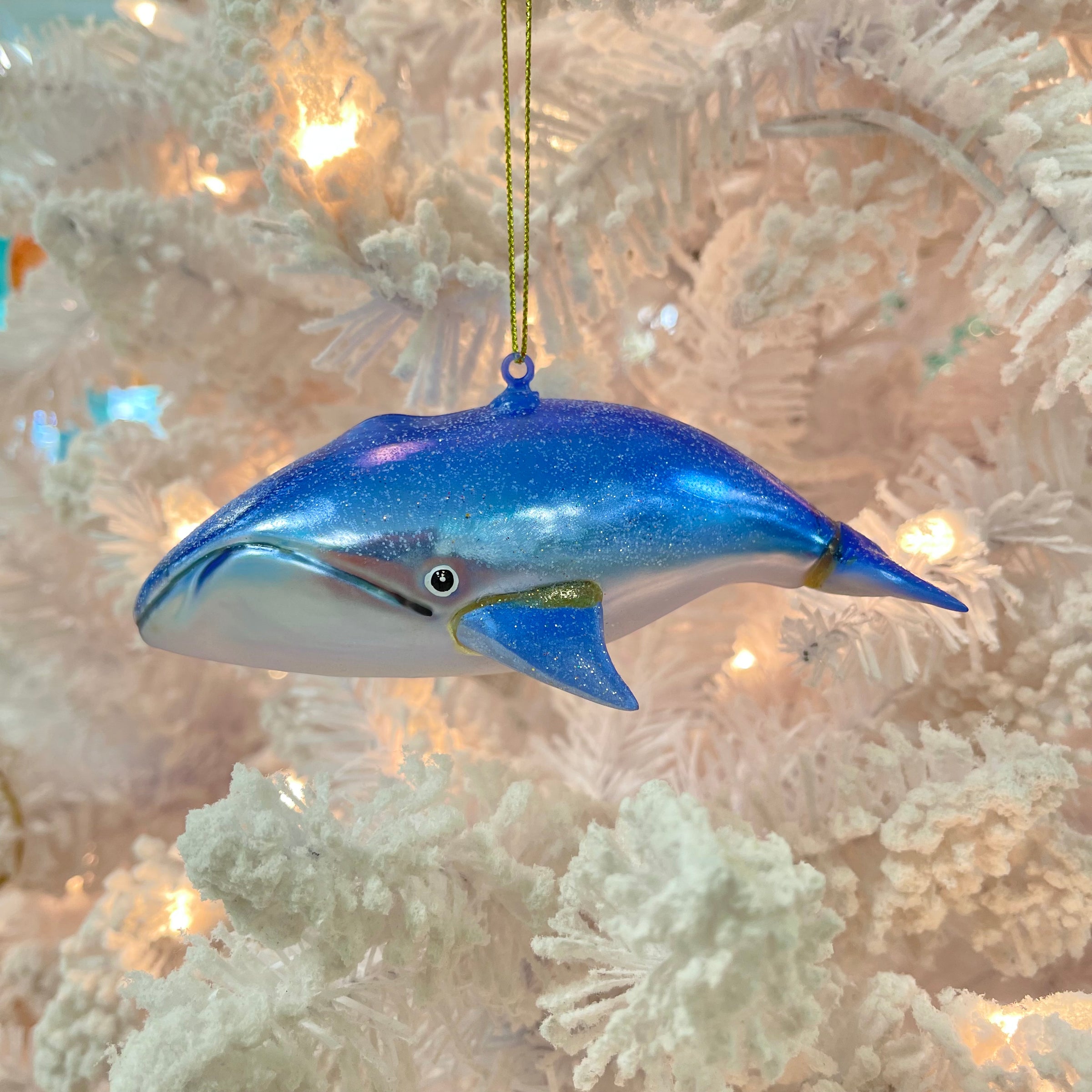 Glitter Blue Whale Christmas Ornament