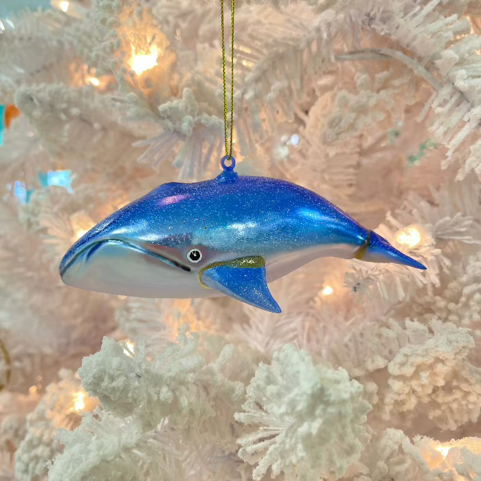 Glitter Blue Whale Christmas Ornament Sunshine & Sweet Peas Coastal Decor