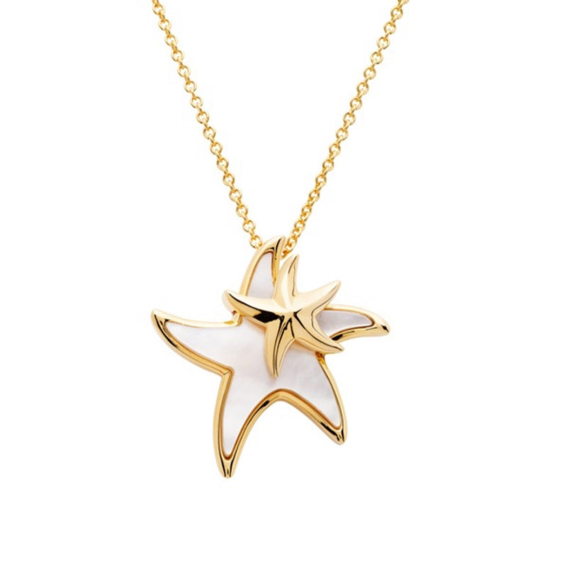 Gold Vermeil Mother of Pearl Star Fish Necklace