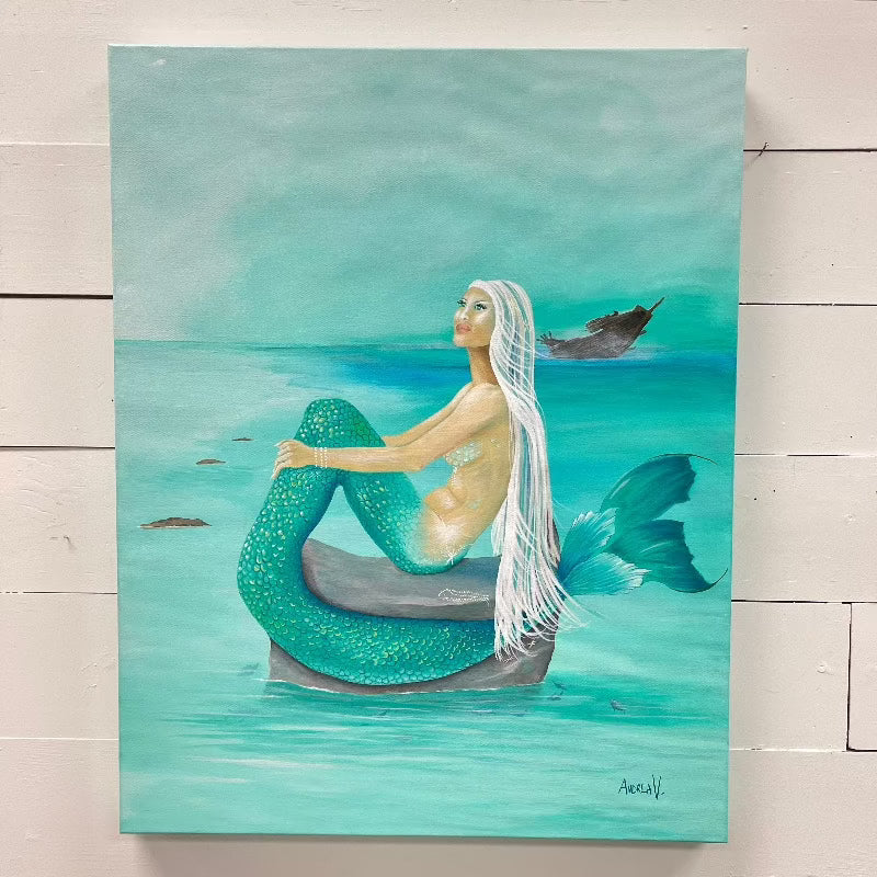 Mermaid w/Shipwreck on Canvas