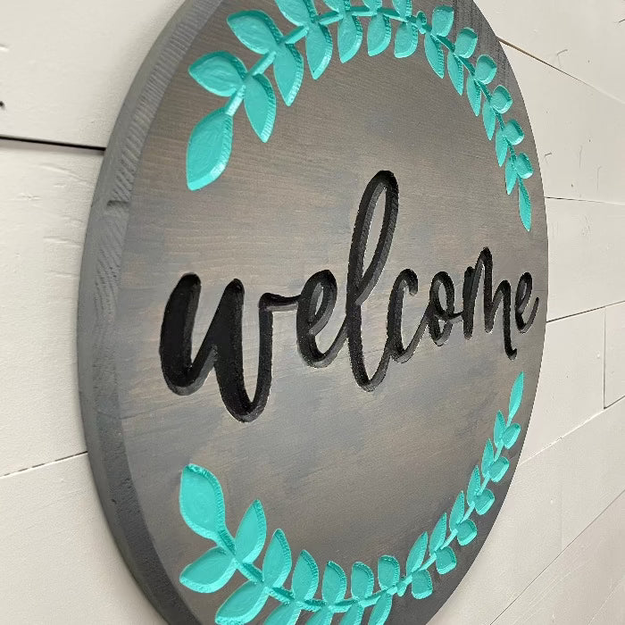 Welcome Round Wooden Sign