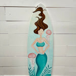 Mermaid w/Jellyfish & Coral Painted Surfboard