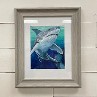 Framed Great White Shark Print - Sunshine & Sweet Pea's Coastal Decor