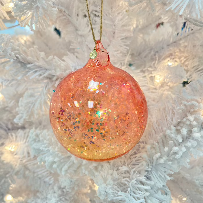 Large Glitter Ombre Glass Ball Christmas Ornament Sunshine & Sweet Peas Coastal Decor