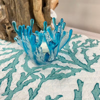 Ice Blue Coral Glass Tea Light Holder - Sunshine & Sweet Pea's Coastal Decor