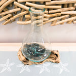 Medium Mouthblown Glass Vase on Driftwood