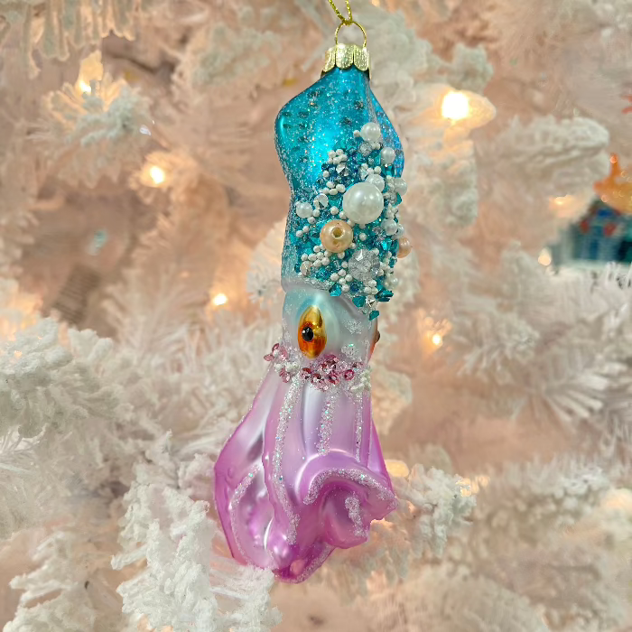 Glitter Squid Christmas Ornament Sunshine & Sweet Peas Coastal Decor