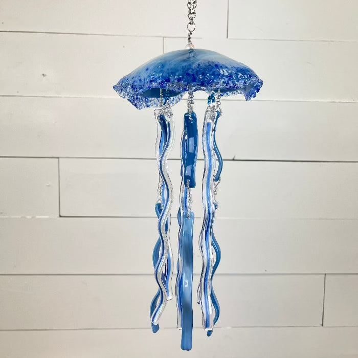Blue Medium Glass Jellyfish