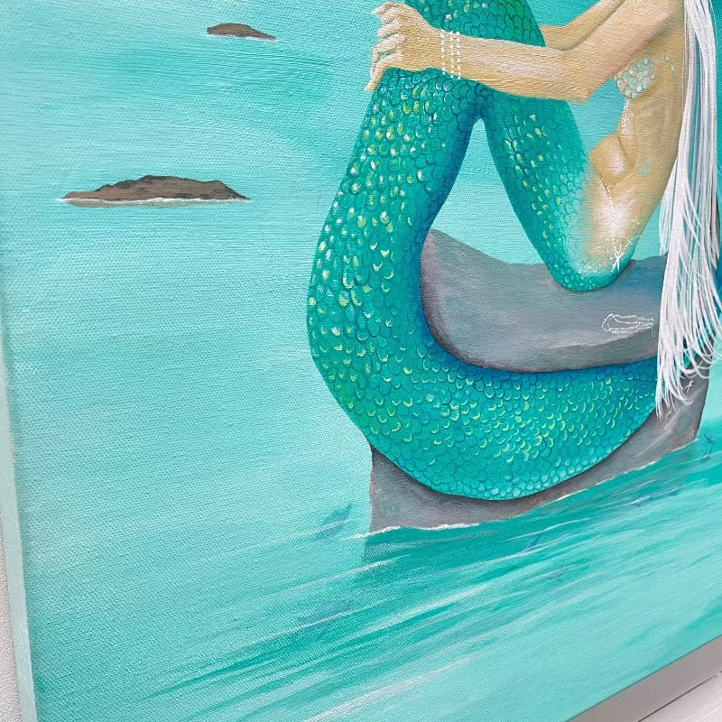 Mermaid Resting on Rock w/Shipwreck - Sunshine & Sweet Pea's Coastal Decor