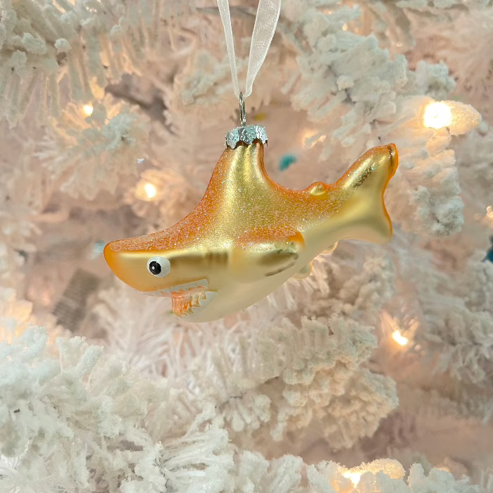 Glitter Happy Shark Christmas Ornament Sunshine & Sweet Peas Coastal Decor