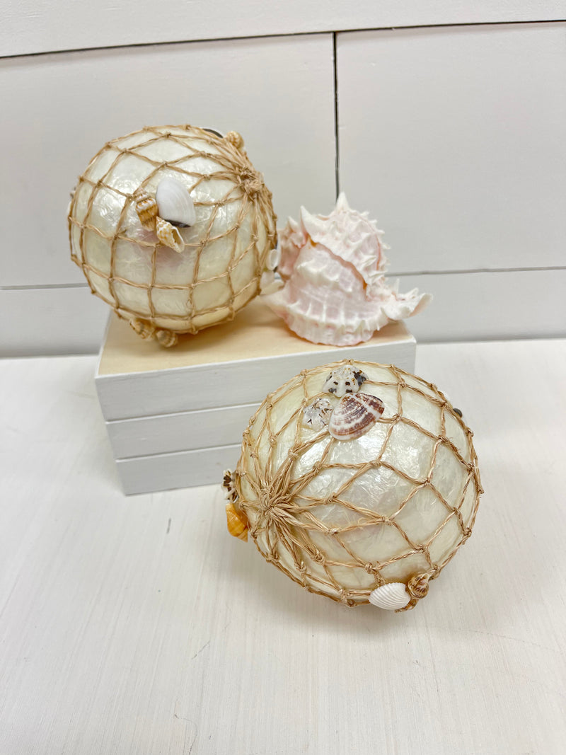 Capiz Shell Ball w/Seashells, Pearl & Abaca Net