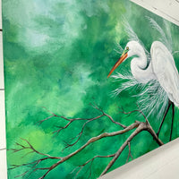 Egret Painting on Gallery Wrapped Canvas