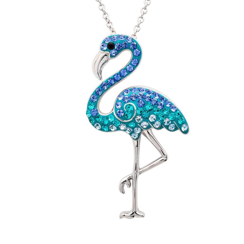 Crystal Blue Flamingo Necklace