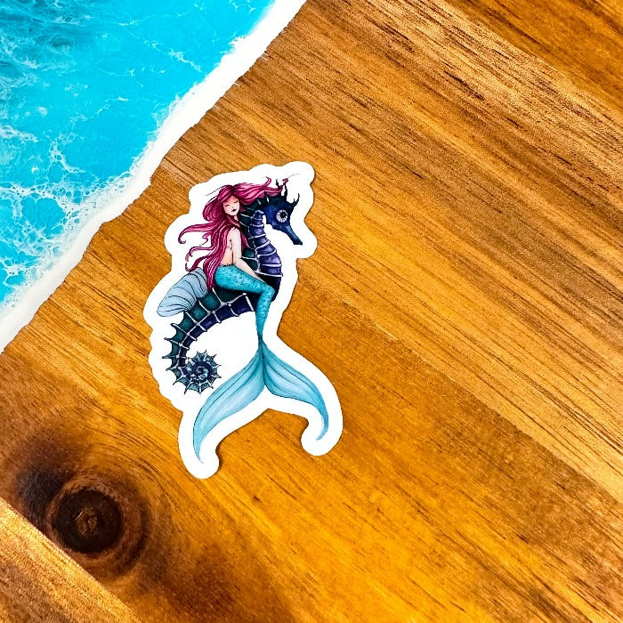 Mermaid & Seahorse Sticker - Sunshine & Sweet Pea's Coastal Decor